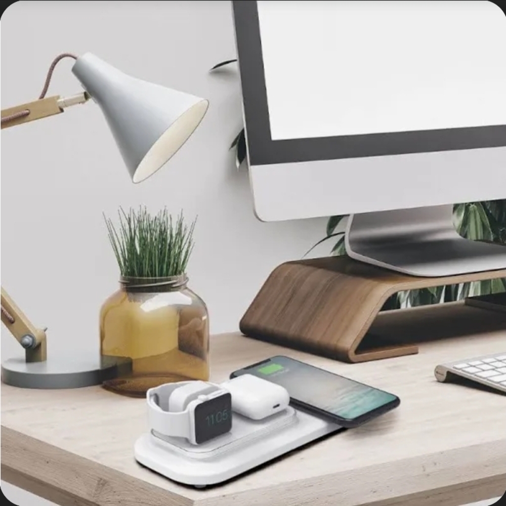 NWT QUIKCELL TRIO All-in-One Wireless Charging Station, White, Compatible With..